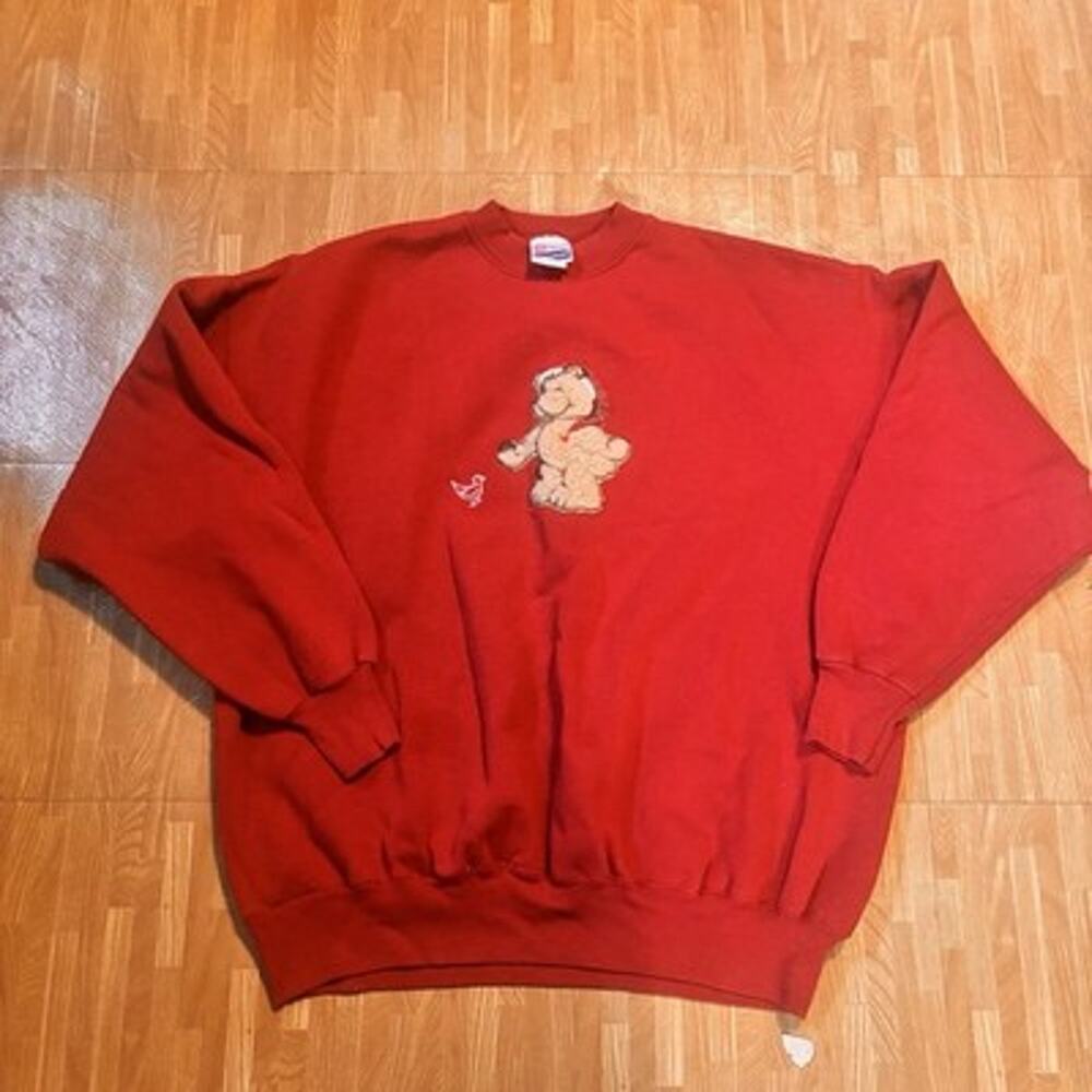 Vintage Hanes Teddy Bear Christmas Sweatshirt Mens XXL Red USA Made Holiday